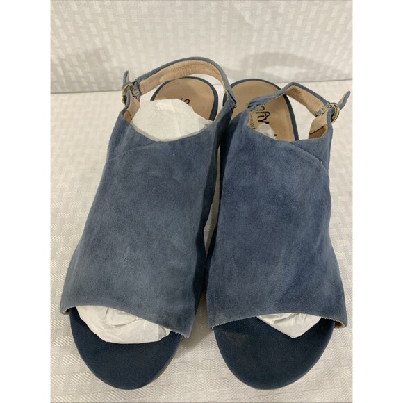 Softwalk Pomona Sandals Heels Womens 10 Blue Suede Leather Sling back - Picture 3 of 7
